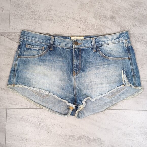 Zara Z1975 Denim Shorts High Rise Micro Distressed Ripped Jean Cut Off - Picture 13 of 13